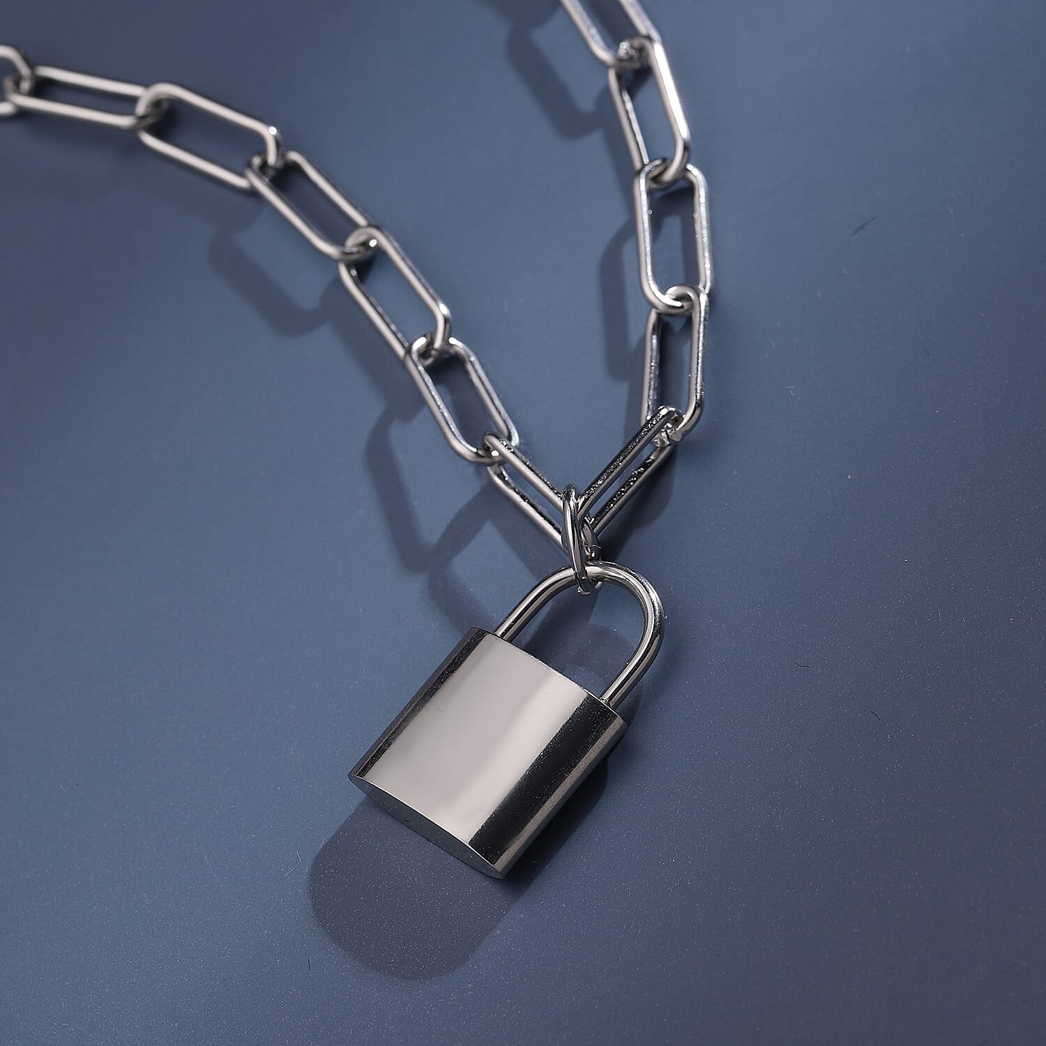 Paperclip Chain Necklace (Size 18 With Charm in Silver Tone