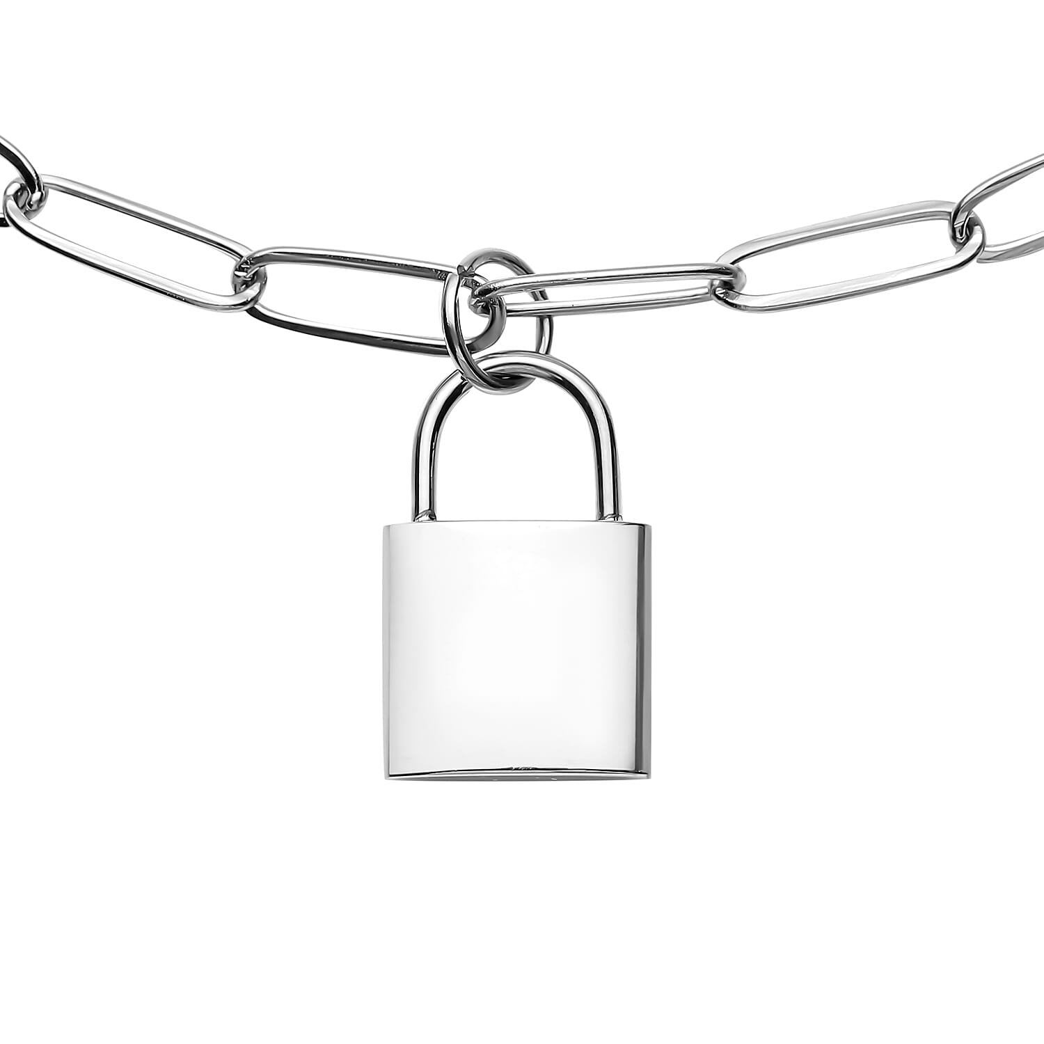 Paperclip Chain Necklace (Size 18 With Charm in Silver Tone