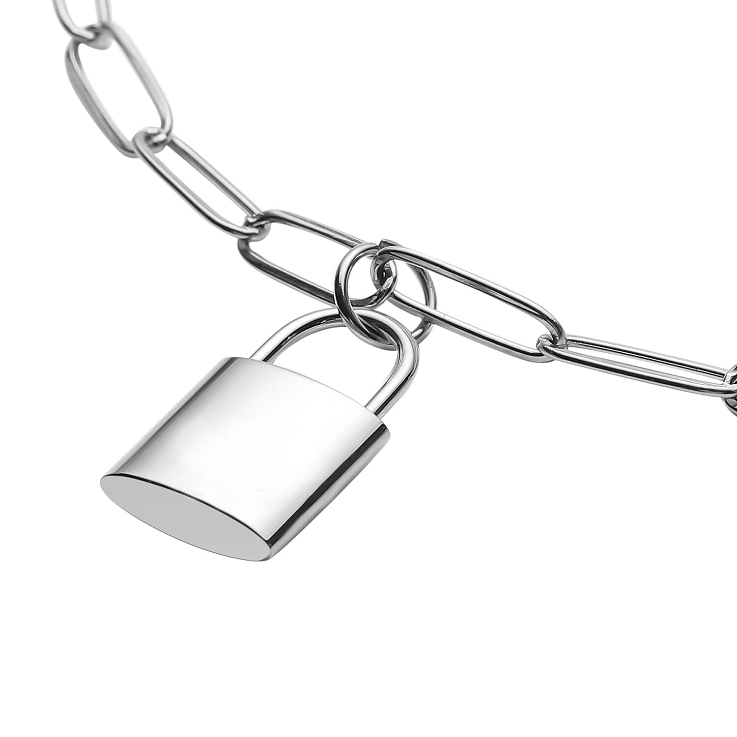 Paperclip Chain Necklace (Size 18 With Charm in Silver Tone