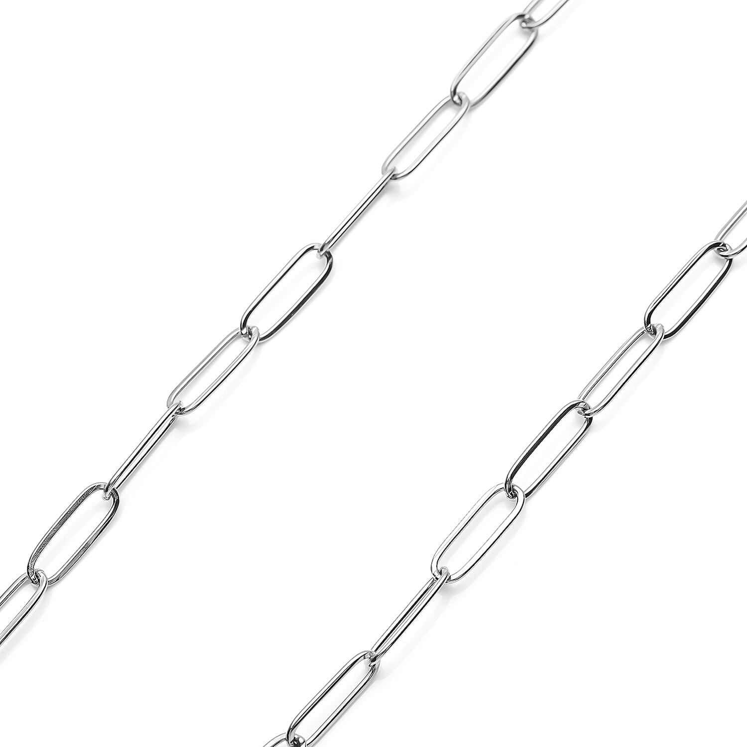 Paperclip Chain Necklace (Size 18 With Charm in Silver Tone