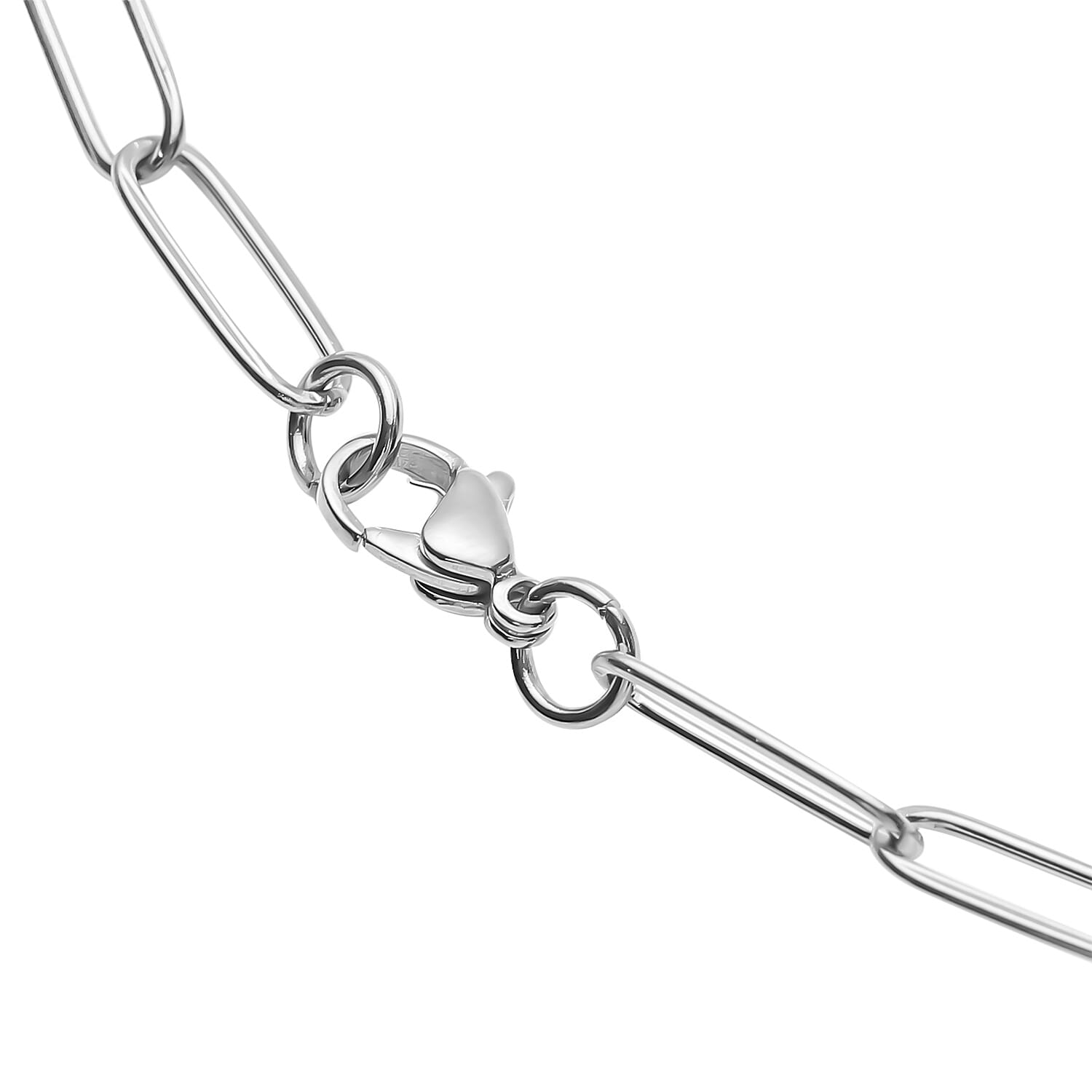 Paperclip Chain Necklace (Size 18 With Charm in Silver Tone