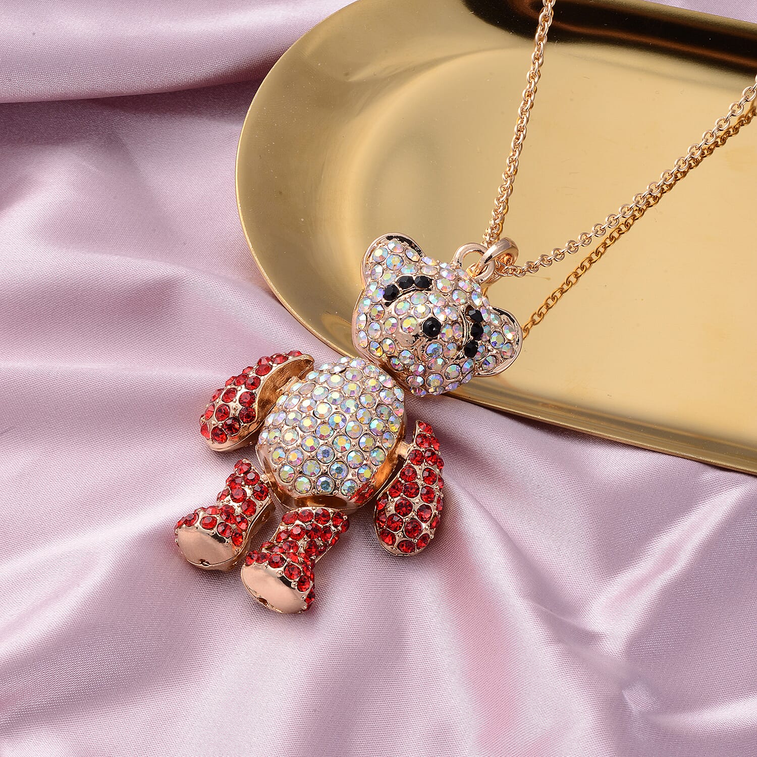 Multi Color Crystal Cubic Zirconia Pendant with Chain (Size 24-2 EXT)