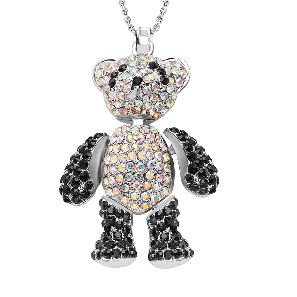 Cubic Zirconia Teddy Pendant with Chain 