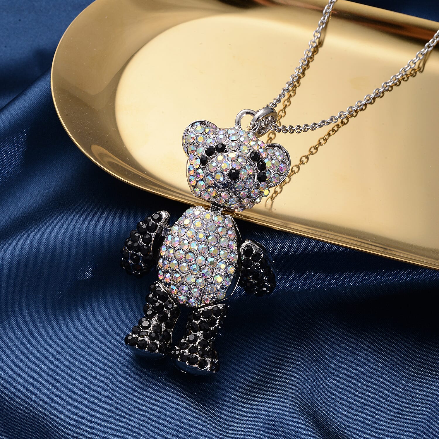 Cubic Zirconia Teddy Pendant with Chain 