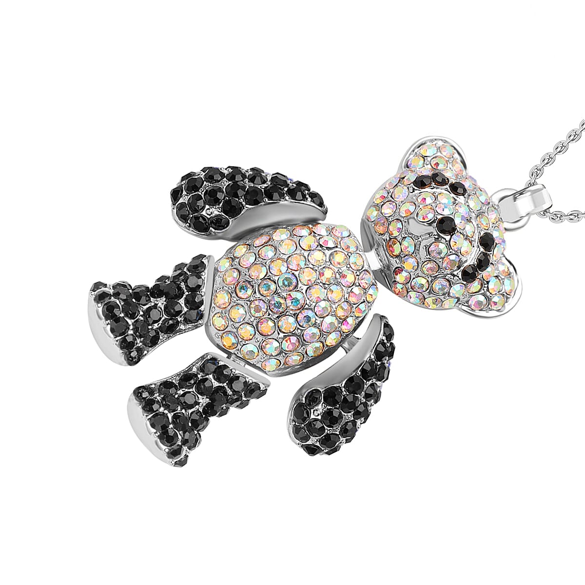 Cubic Zirconia Teddy Pendant with Chain 