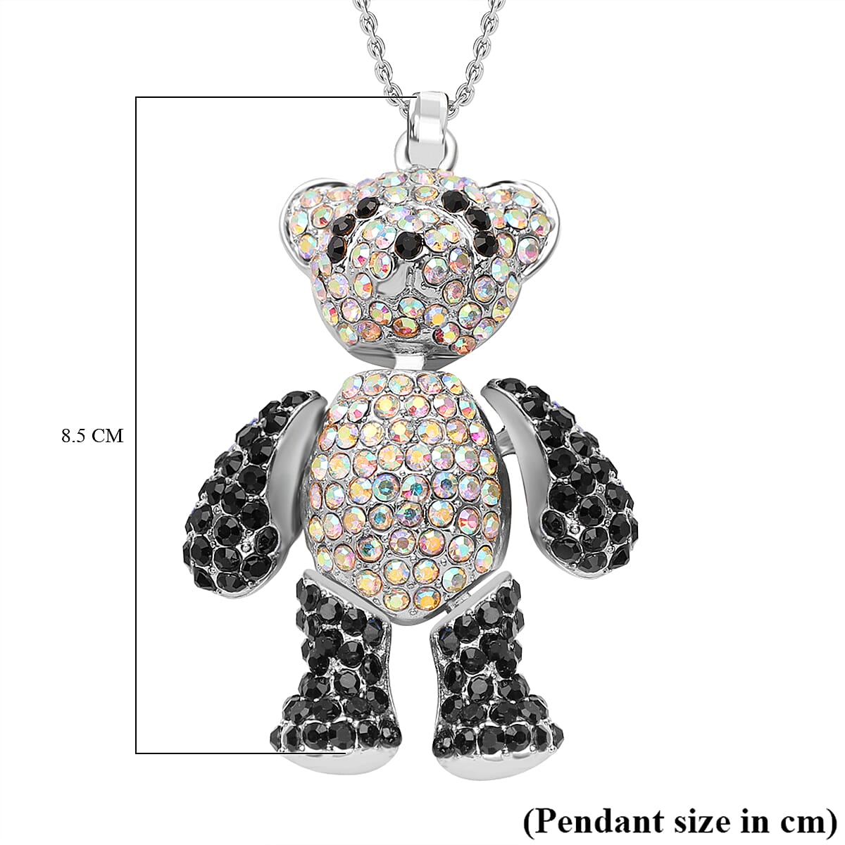 Cubic Zirconia Teddy Pendant with Chain 