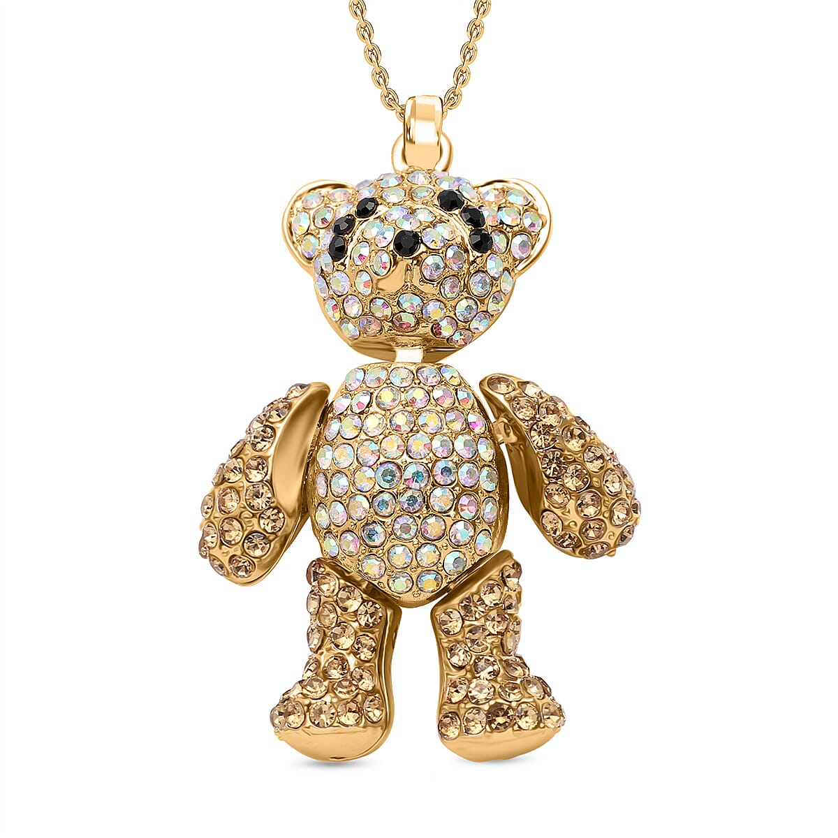 Designer Inspired - Orange Cubic Zirconia Teddy Pendant with Chain 35.0ct