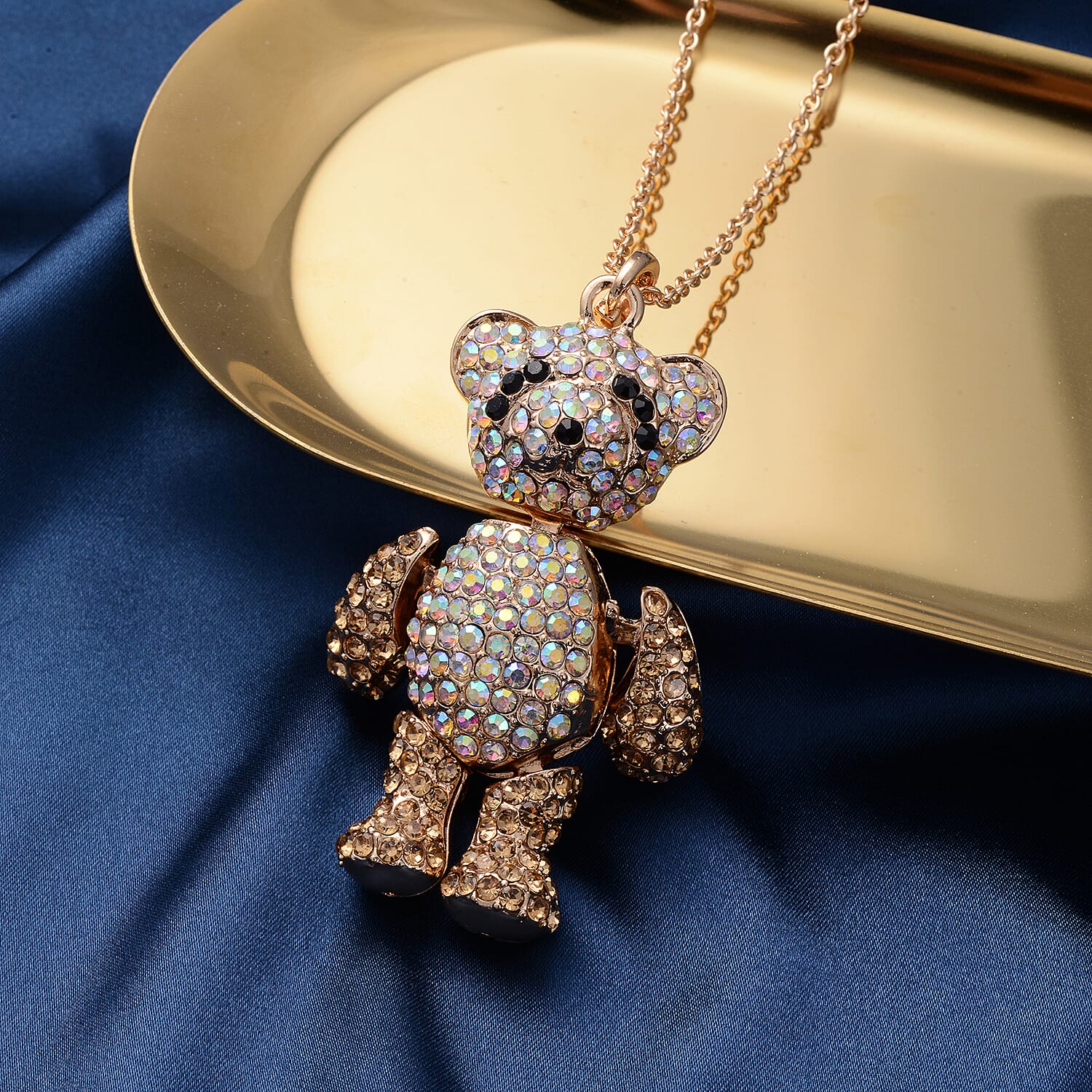 Designer Inspired - Orange Cubic Zirconia Teddy Pendant with Chain 35.0ct