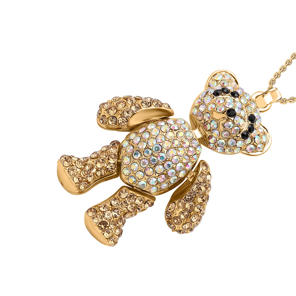 Designer Inspired - Orange Cubic Zirconia Teddy Pendant with Chain 35.0ct