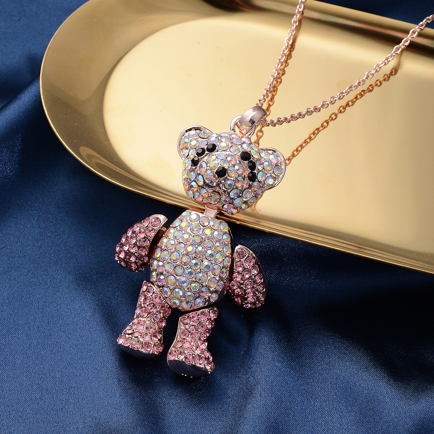 Multi Color Crystal Cubic Zirconia Pendant with Chain (Size 24-2 EXT)