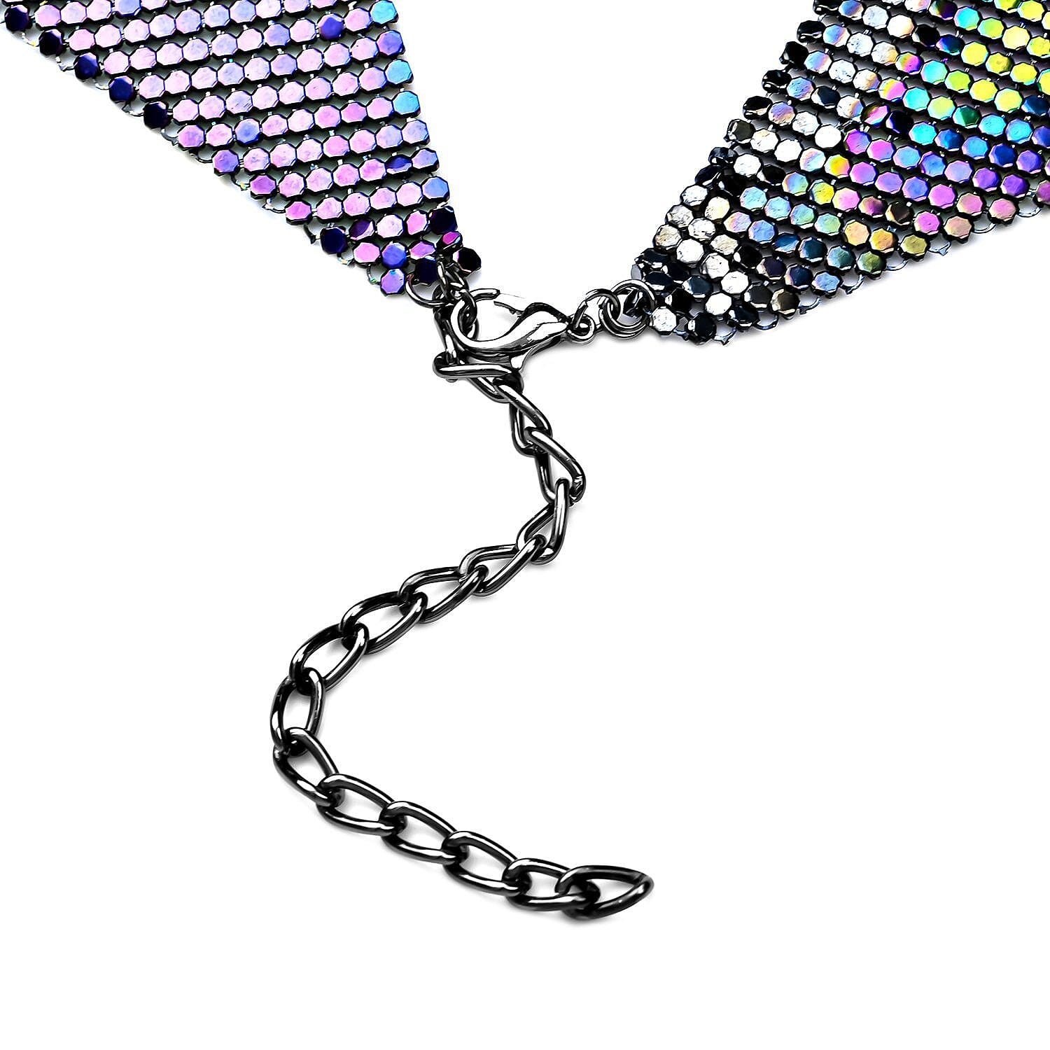 2 Piece Set - Collar Necklace (Size 20 with 4 Inch Extender) and Hook Earrings in Multicolour Tone