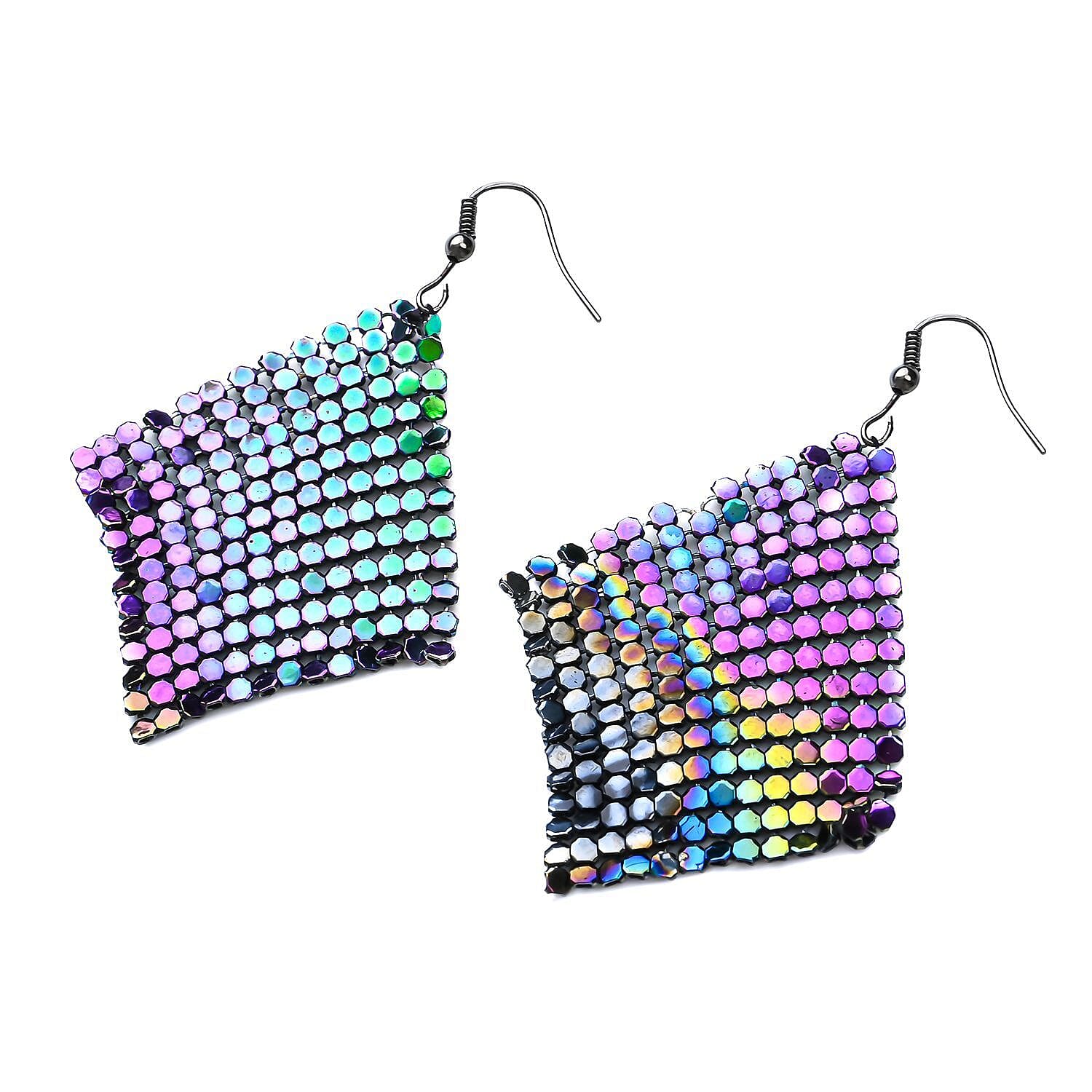 2 Piece Set - Collar Necklace (Size 20 with 4 Inch Extender) and Hook Earrings in Multicolour Tone