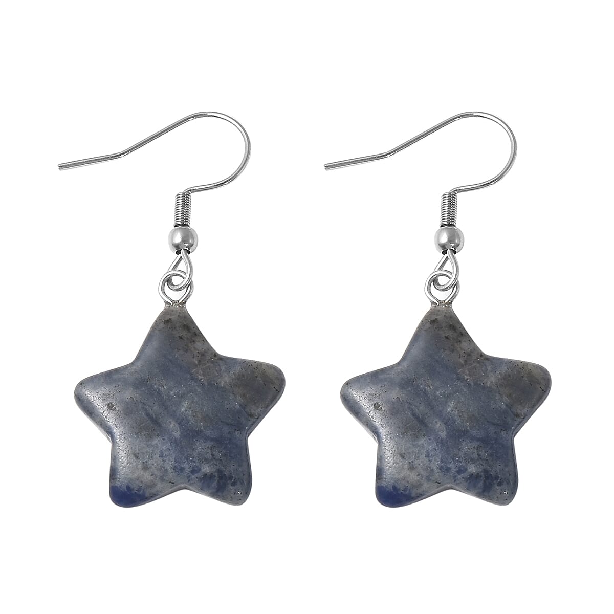 Set of 2 - Sodalite and Unakite Star Hook Earrings in Stainless Steel