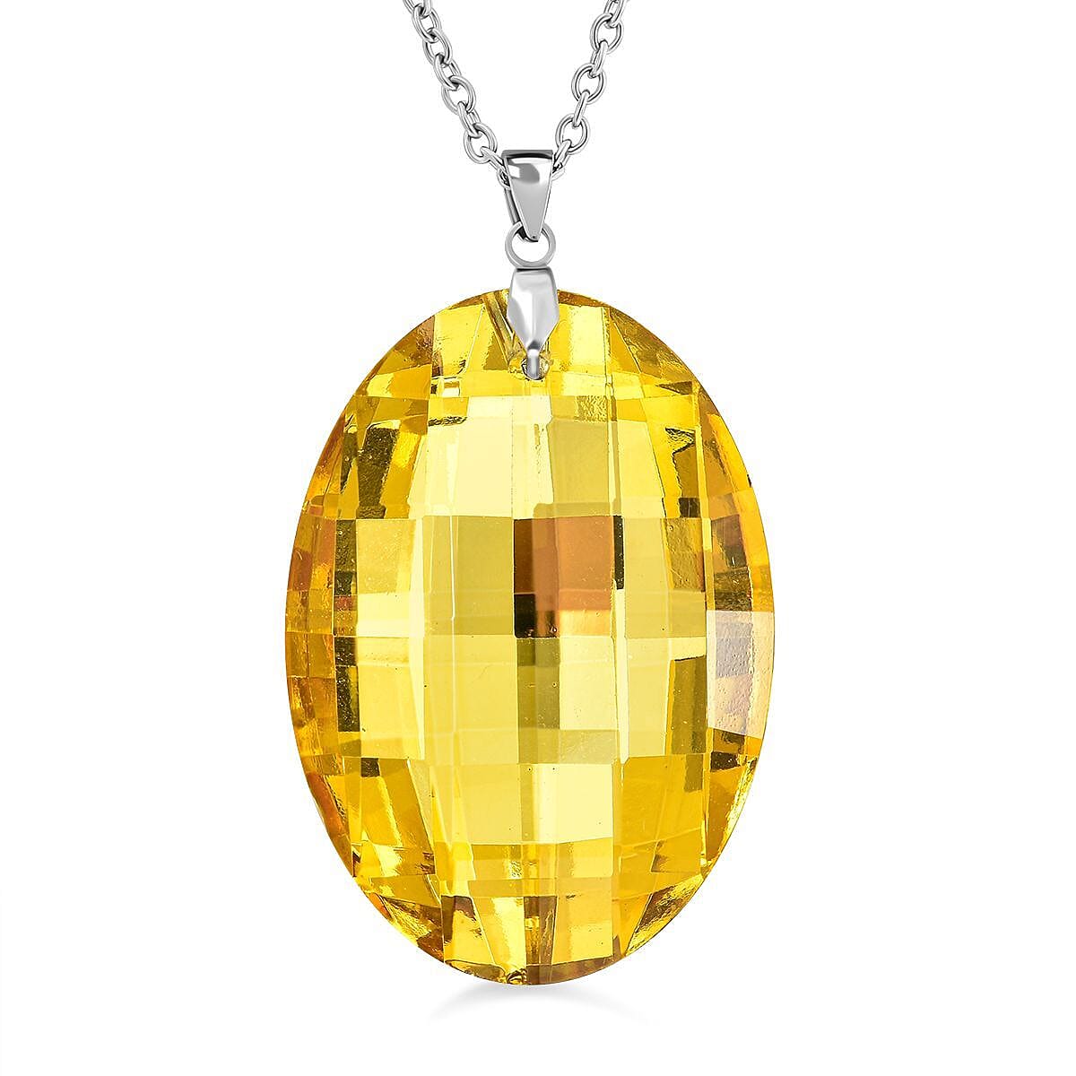 Simulated Yellow Sapphire Pendant with Chain (Size 24)