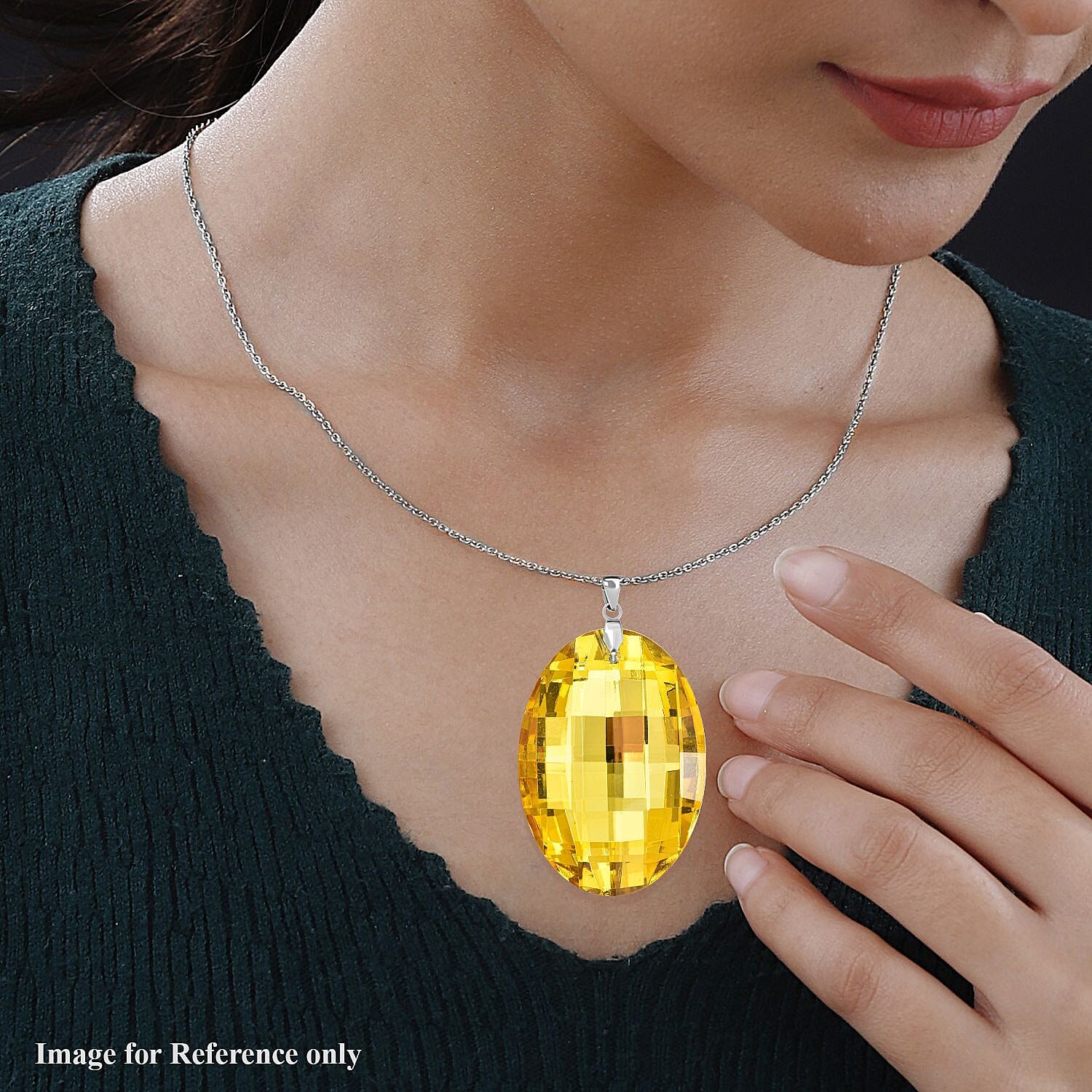Simulated Yellow Sapphire Pendant with Chain (Size 24)