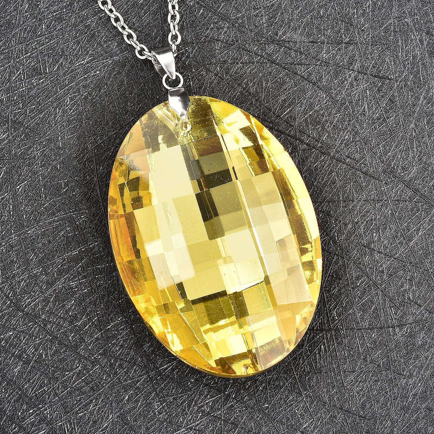 Simulated Yellow Sapphire Pendant with Chain (Size 24)