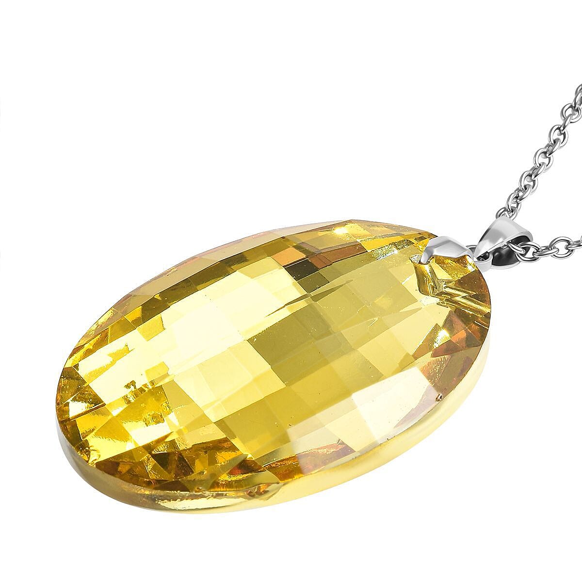 Simulated Yellow Sapphire Pendant with Chain (Size 24)