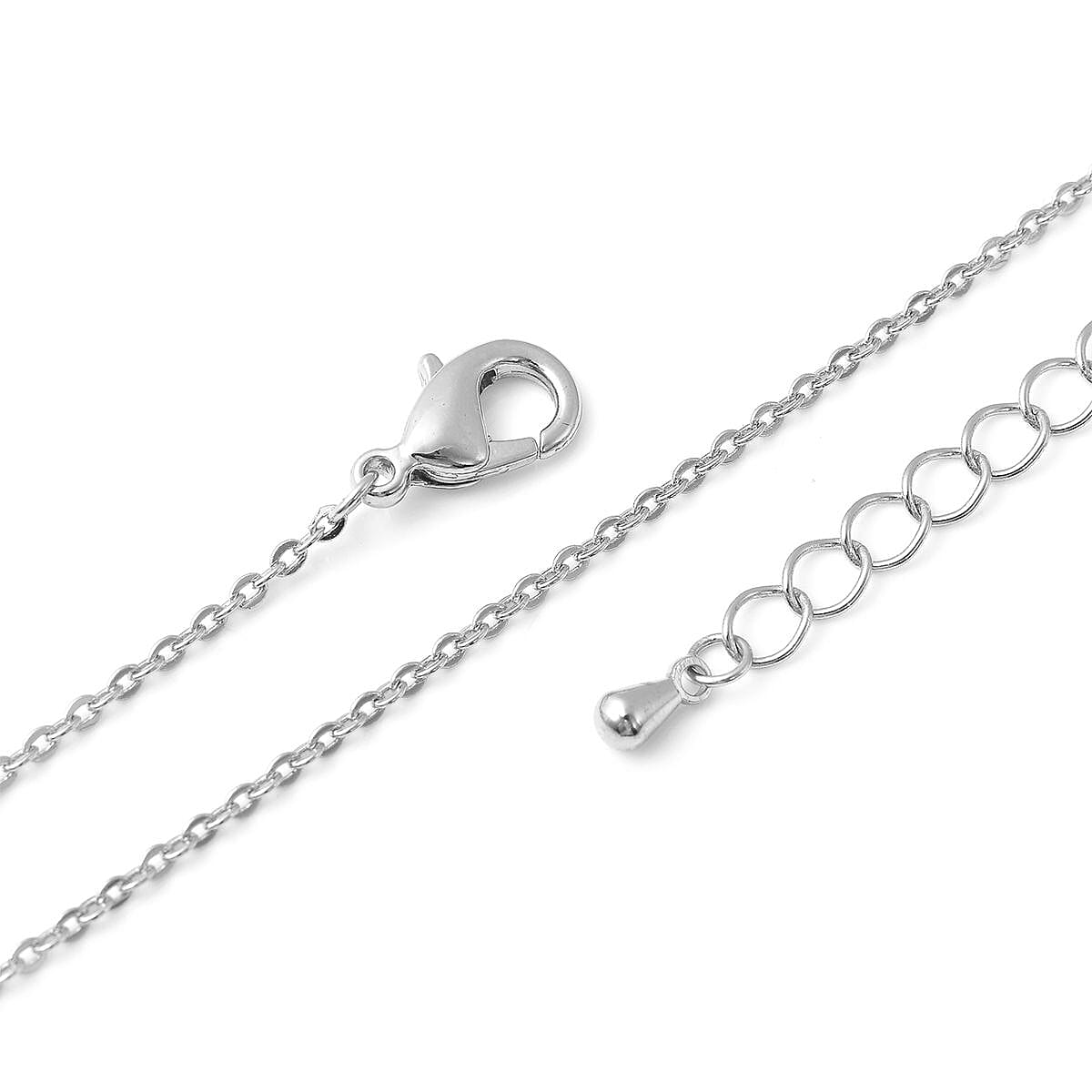 Simulated Mystic Topaz and Simulated Diamond Halo Pendant with Chain (Size 20-2 Ext.) in White Tone Simulated Mystic Topaz and Simulated Diamond Halo Pendant with Chain (Size 20-2 Ext.) in White Tone
