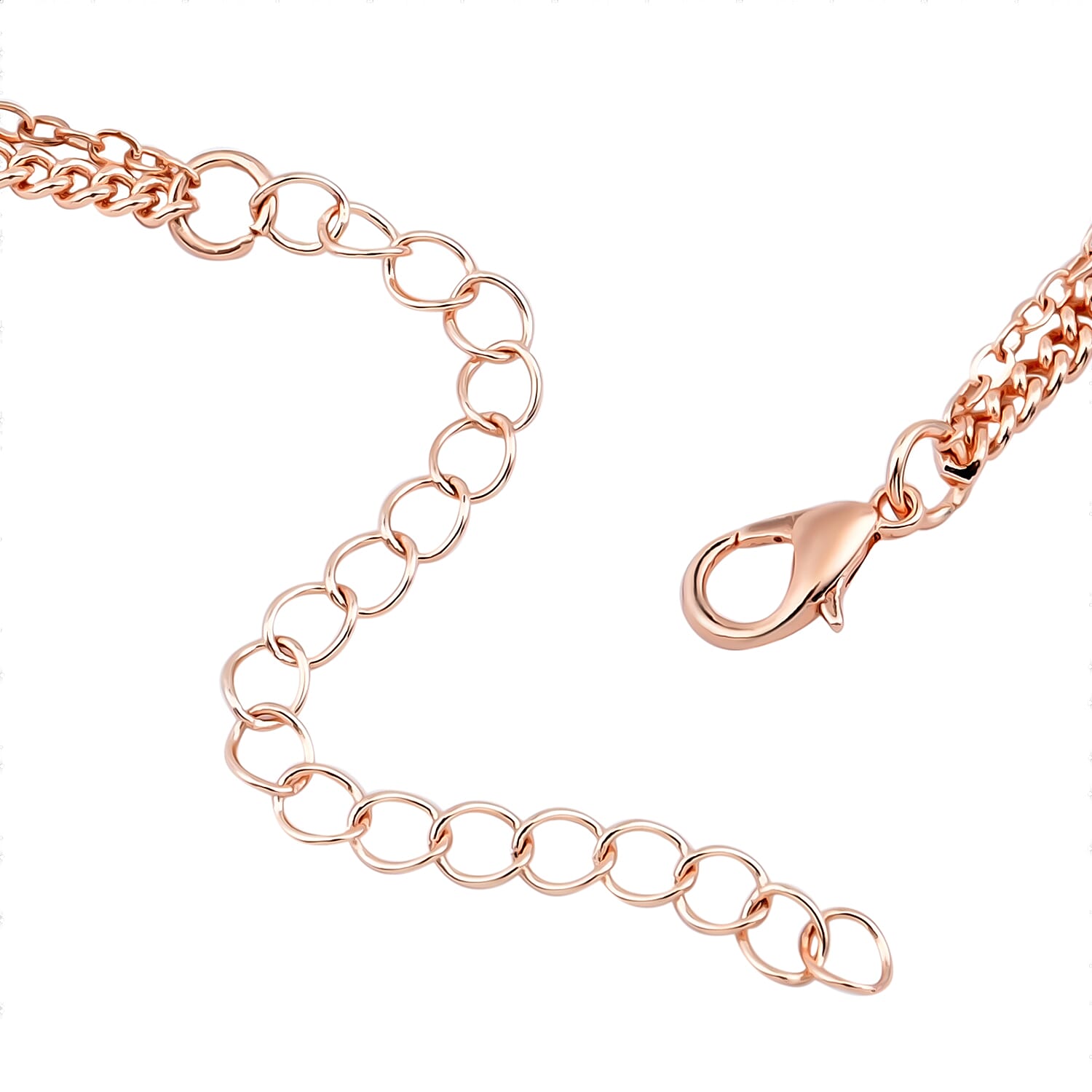 Set of 2 - STRADA Japanese Movement Water Resistant Watch with Stainless Steel Mesh Belt and Necklace with Purple Crystal - Rose Gold