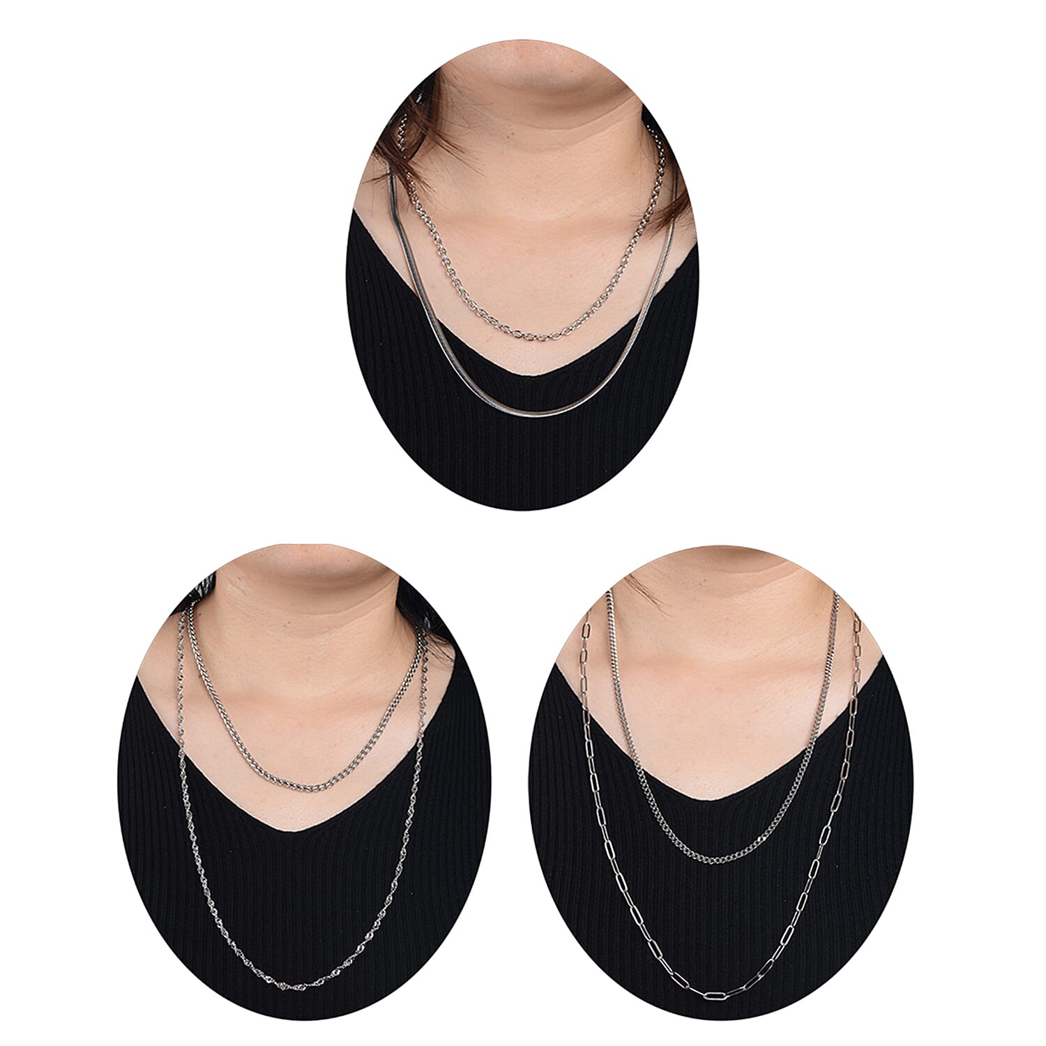 Biggest Jewellery Gift Idea 2024 - 15 Piece Set - Clasp and Earring and Necklace and Bracelet Pure White Stainless Steel