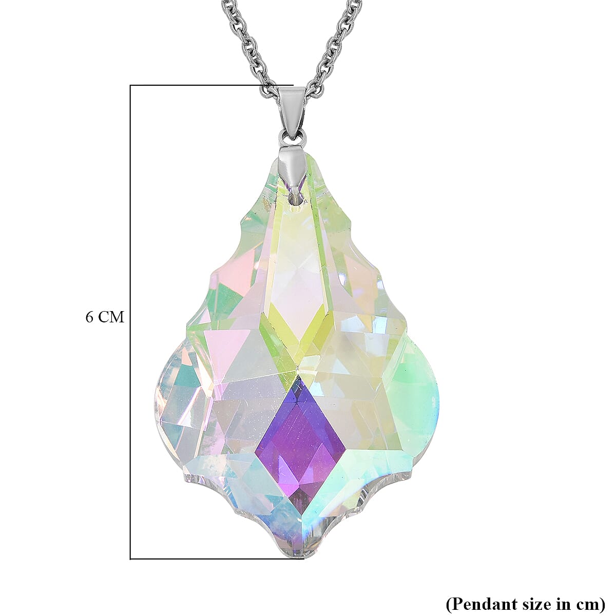 Simulated Mystic Topaz Pendant With Chain (Size - 24) in Silver Tone