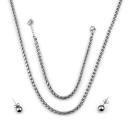 EVER TRUE 18K White Gold Overlay 15 Pcs Jewellery Set in Stainless Steel with Velvet Travel Organizer