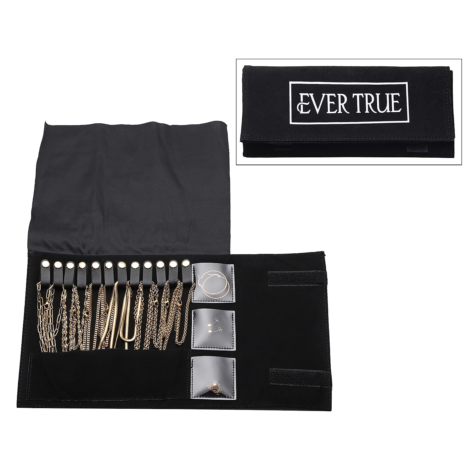 EVER TRUE 18K Yellow Gold Overlay 15 Pcs Jewellery Set in Stainless Steel with Velvet Travel Organizer