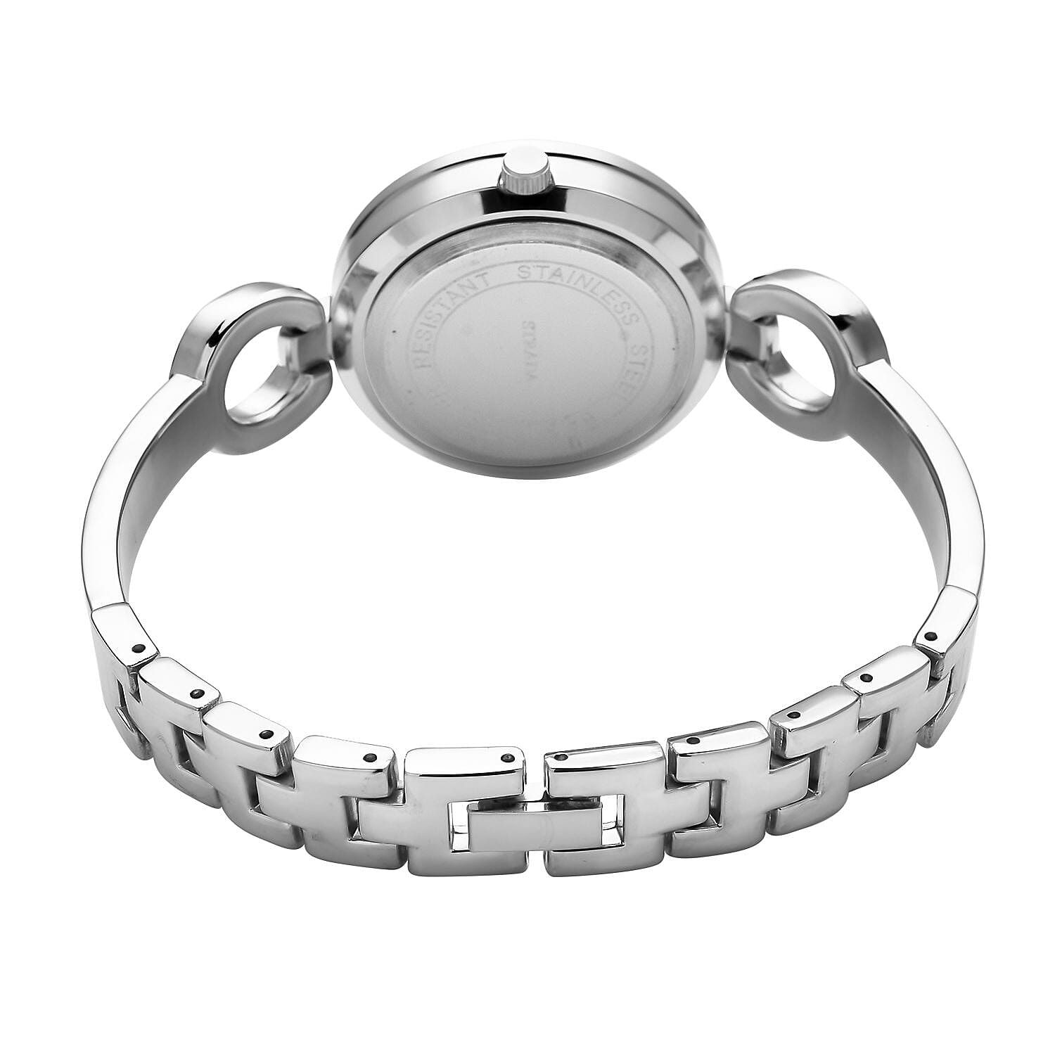 STRADA Japanese Movement Crystal Studded Water Resistant Bracelet Watch in Silver Tone with 4 Interchangeable Bezel Rings