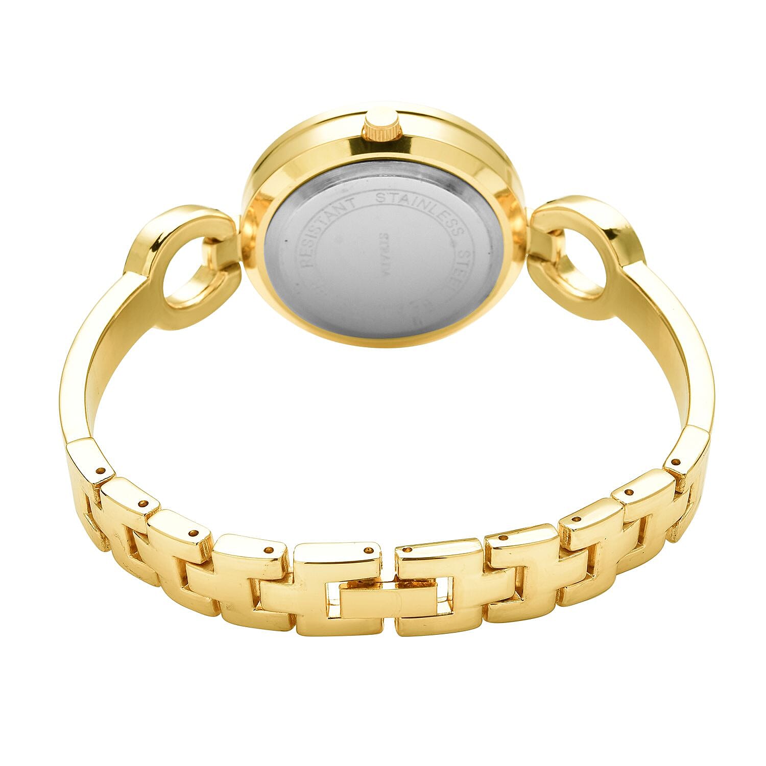 STRADA Japanese Movement Crystal Studded Water Resistant Bracelet Watch in Gold Tone with 4 Interchangeable Bezel Rings