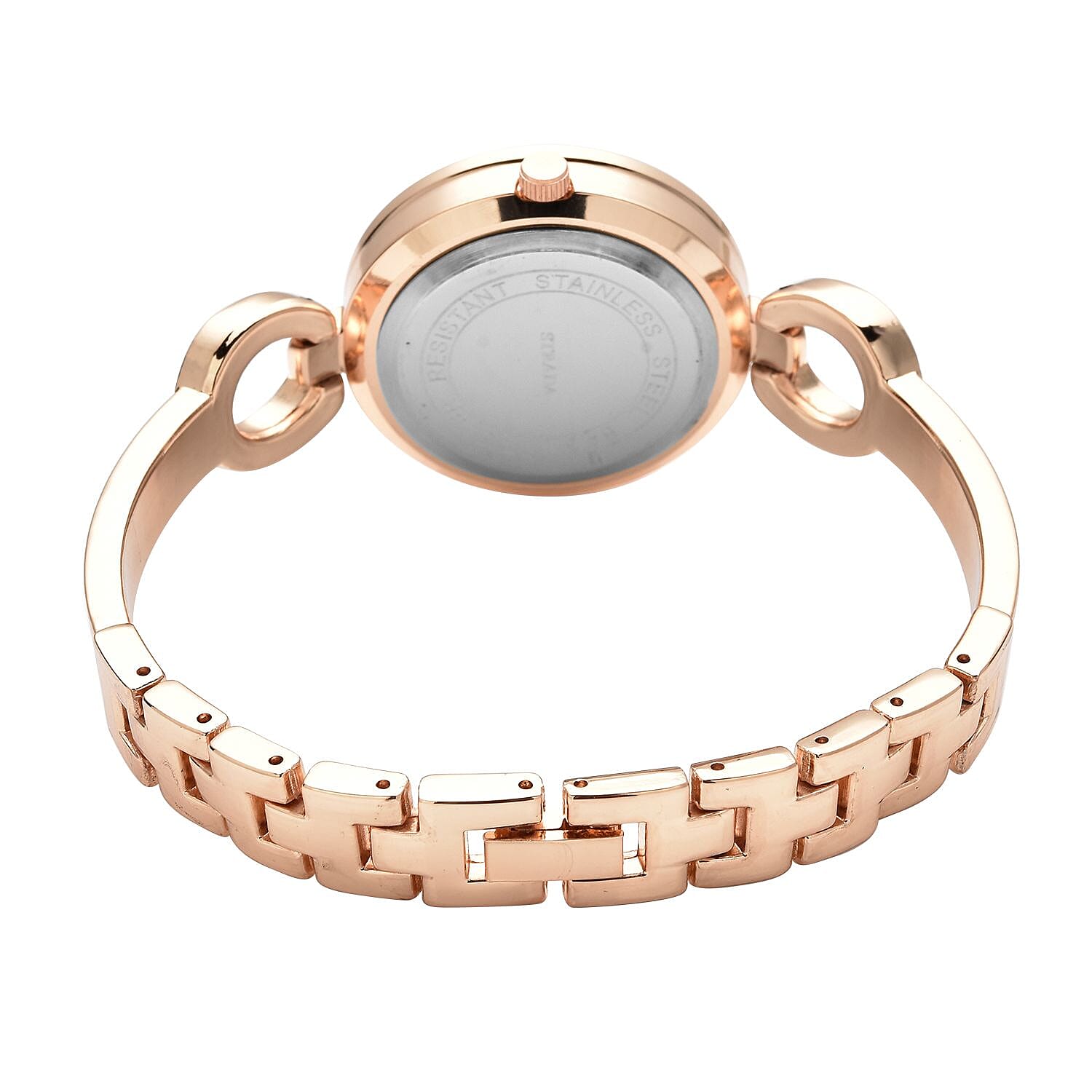 STRADA Japanese Movement Crystal Studded Water Resistant Bracelet Watch in Rose Gold Tone with 4 Interchangeable Bezel Rings