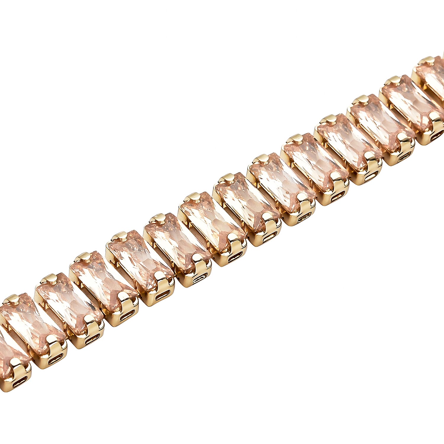2 Piece Set - Simulated Champagne Diamond Bracelet (Size 7.5) and Hoop Earrings in Yellow Gold Tone