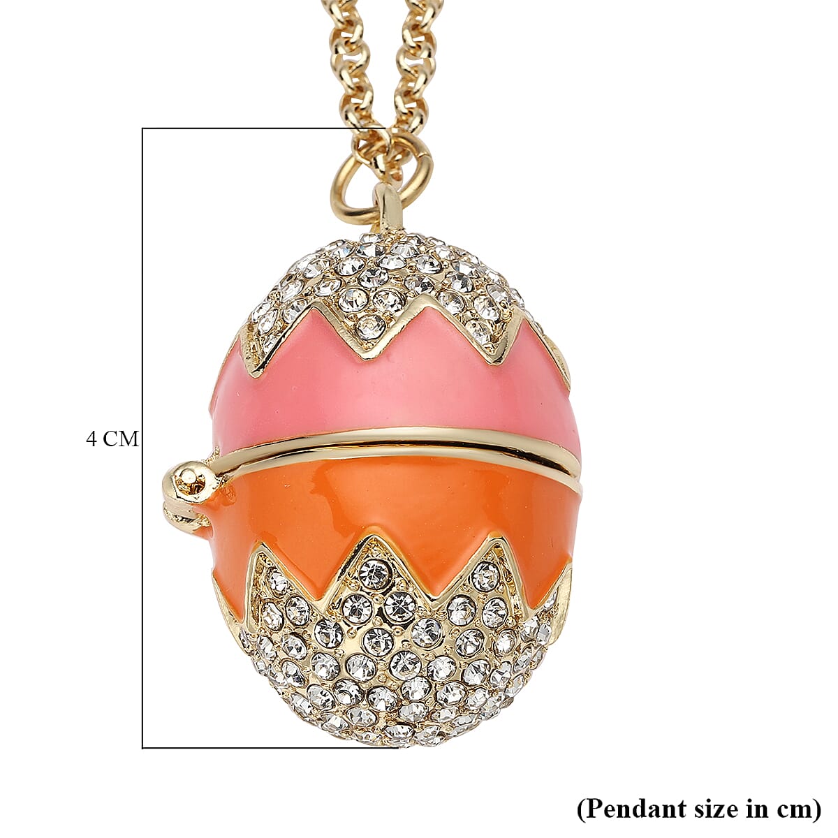Enamelled White Austrian Crystal Easter Egg Bunny Pendant with Chain (Size 28 with 3 inch Extender)