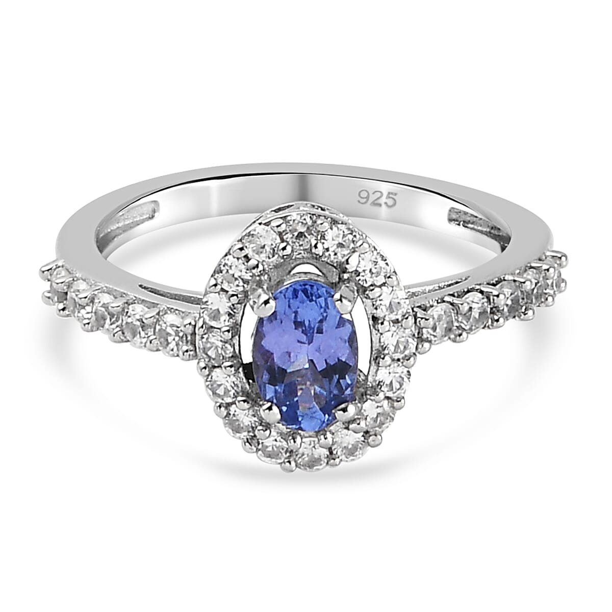 3 Piece Set -  Tanzanite,  White Zircon Ring and Main Stone With Side Stone Pendant and Main Stone W in Platinum Overlay Sterling Silver 1.29 ct  2.656  Ct.