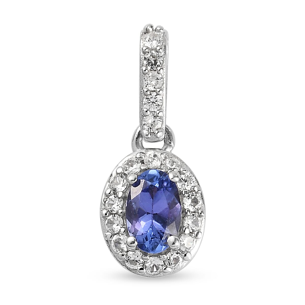 3 Piece Set -  Tanzanite,  White Zircon Ring and Main Stone With Side Stone Pendant and Main Stone W in Platinum Overlay Sterling Silver 1.29 ct  2.656  Ct.