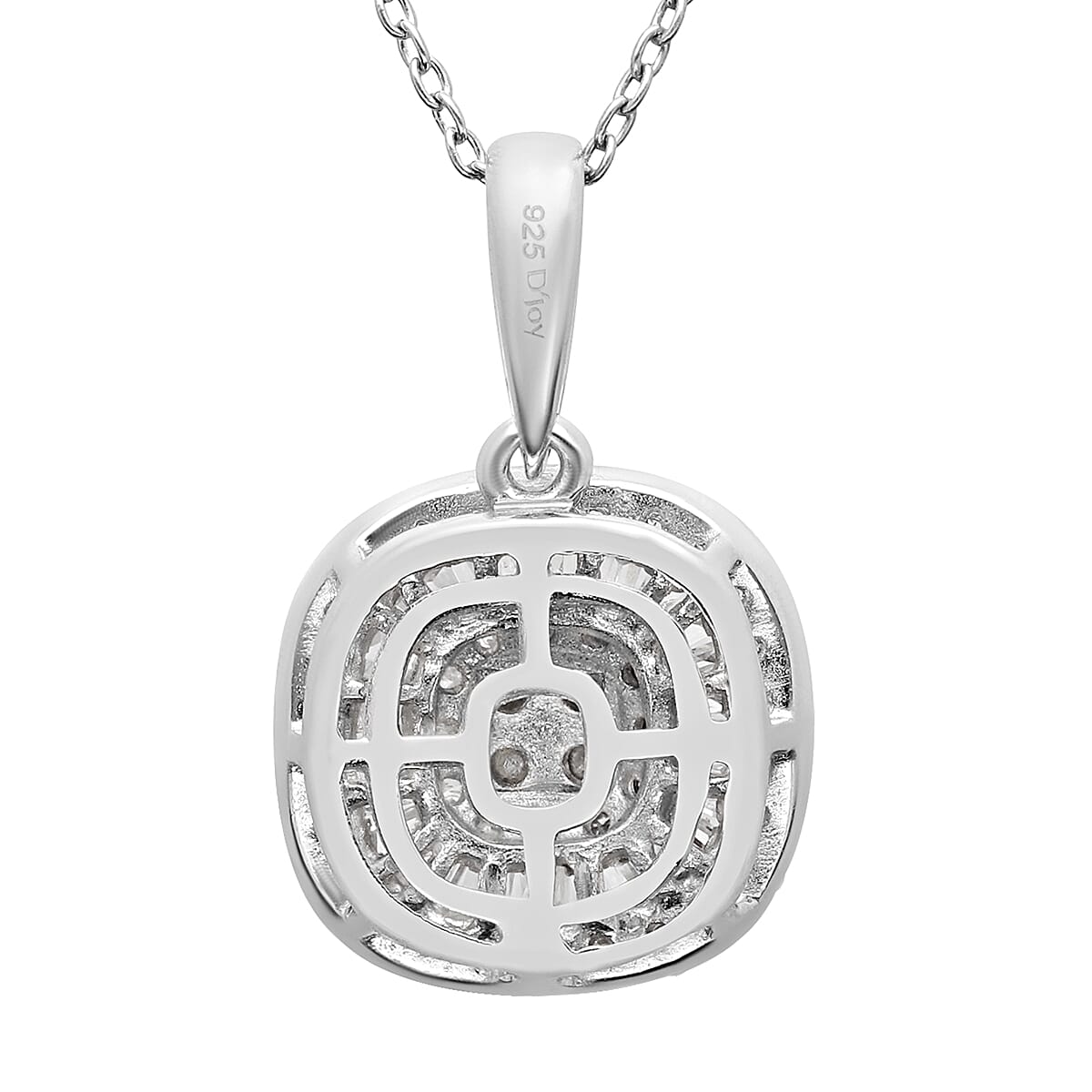 Diamond Pendant with Chain (Size 18) in Platinum Overlay Sterling Silver 0.54 Ct.