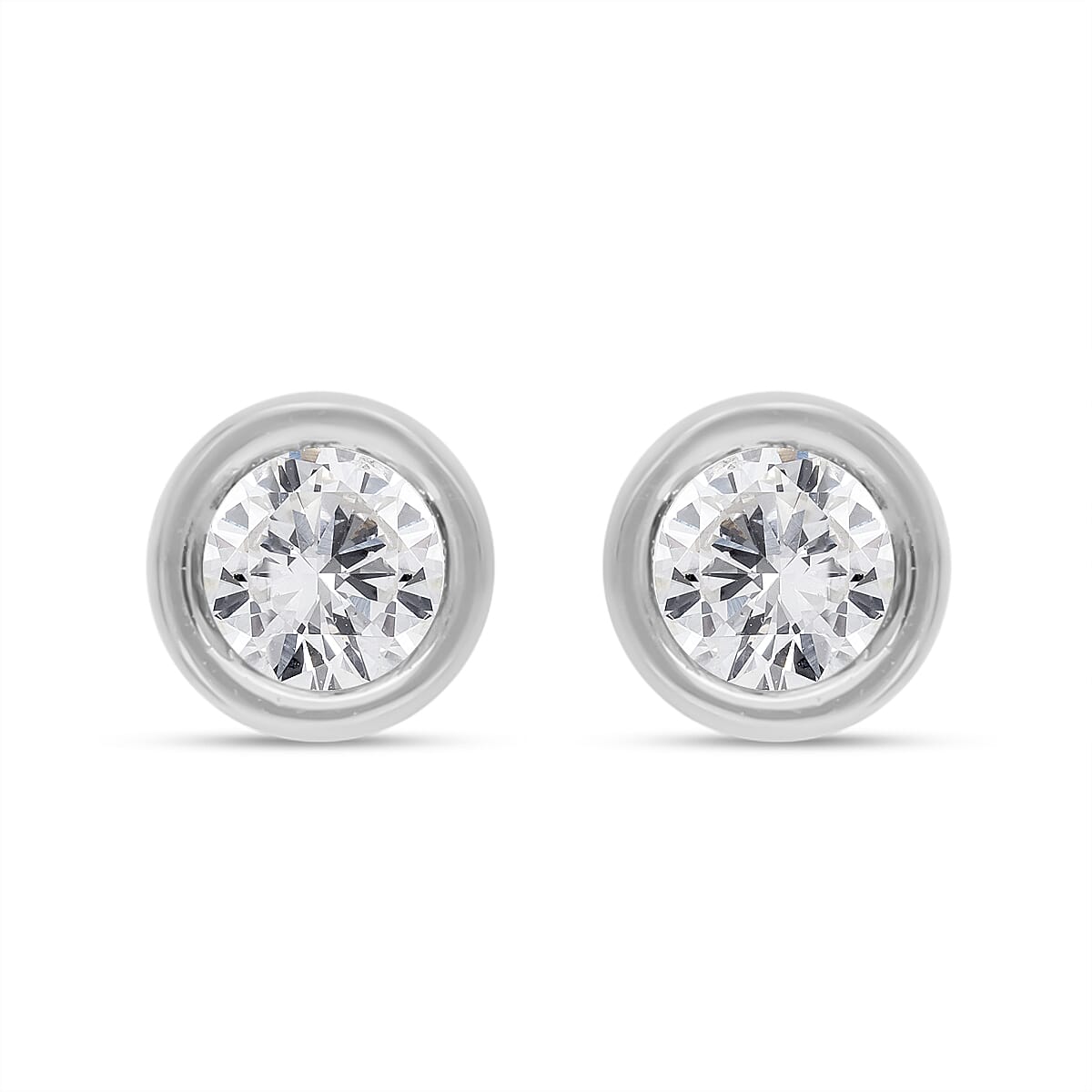 2 Piece Set - 9K White Gold SGL Certified Diamond (G-H/I3) Stud Earrings (with Push Back) and Pendant 0.36 Ct.