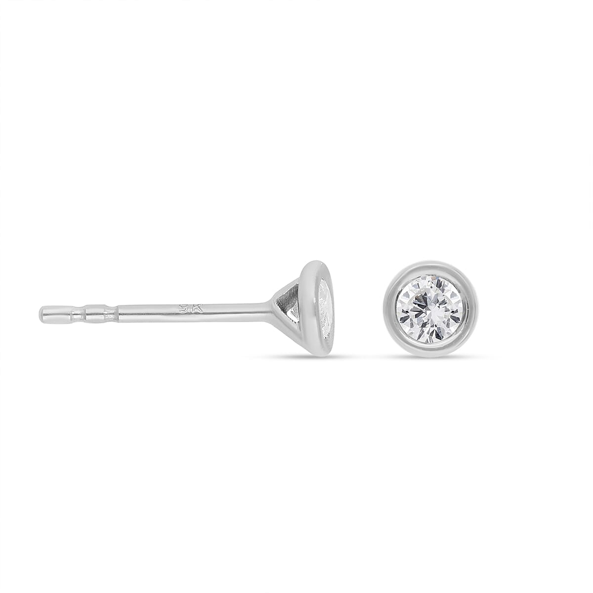 2 Piece Set - 9K White Gold SGL Certified Diamond (G-H/I3) Stud Earrings (with Push Back) and Pendant 0.36 Ct.