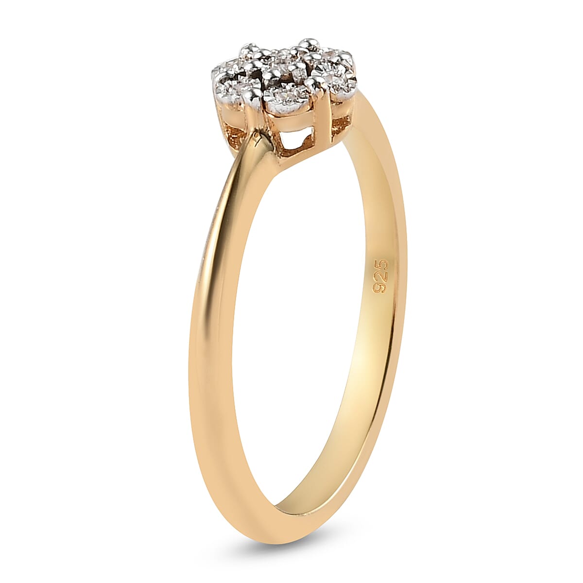 3 Piece Set - Diamond Ring, Pendant with Chain (Size 20) and Stud Earrings (with Push Back) in 14K Gold Overlay Sterling Silver 0.18 Ct, Silver Wt. 5.90 Gms