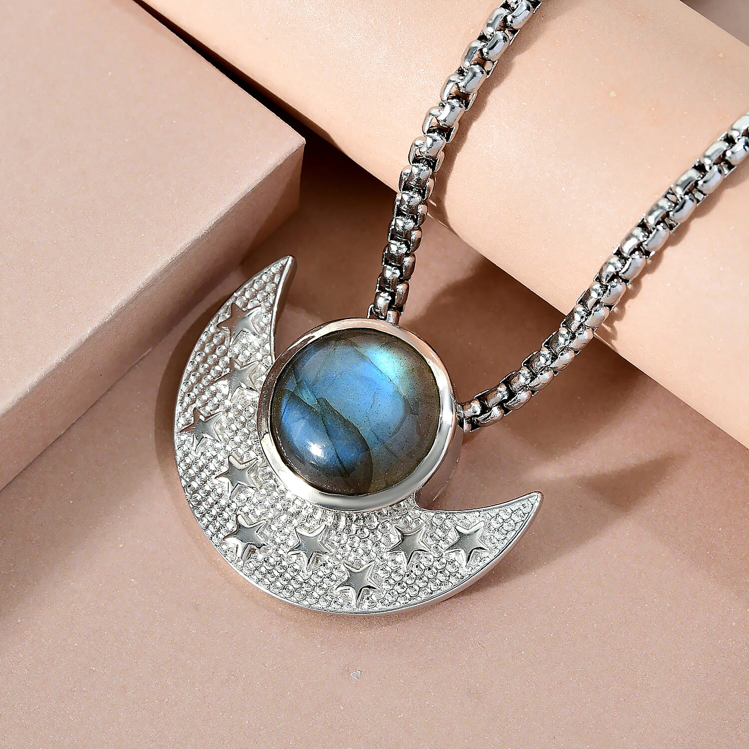 Designer Inspired Labradorite Pendant with Chain (Size 20)