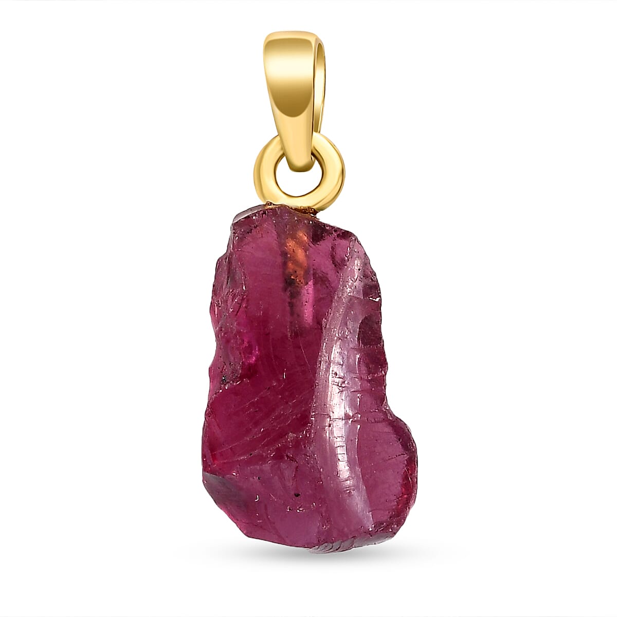 2 Piece Set - Rhodolite Garnet Pendant and Detachable Hoop Earrings with Clasp in 14K Gold Overlay Sterling Silver 12.36 Ct.