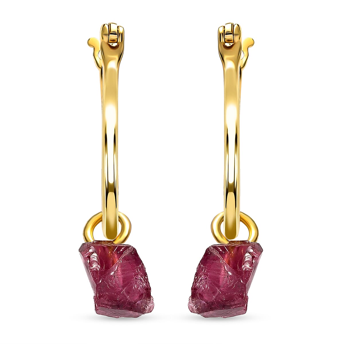 2 Piece Set - Rhodolite Garnet Pendant and Detachable Hoop Earrings with Clasp in 14K Gold Overlay Sterling Silver 12.36 Ct.