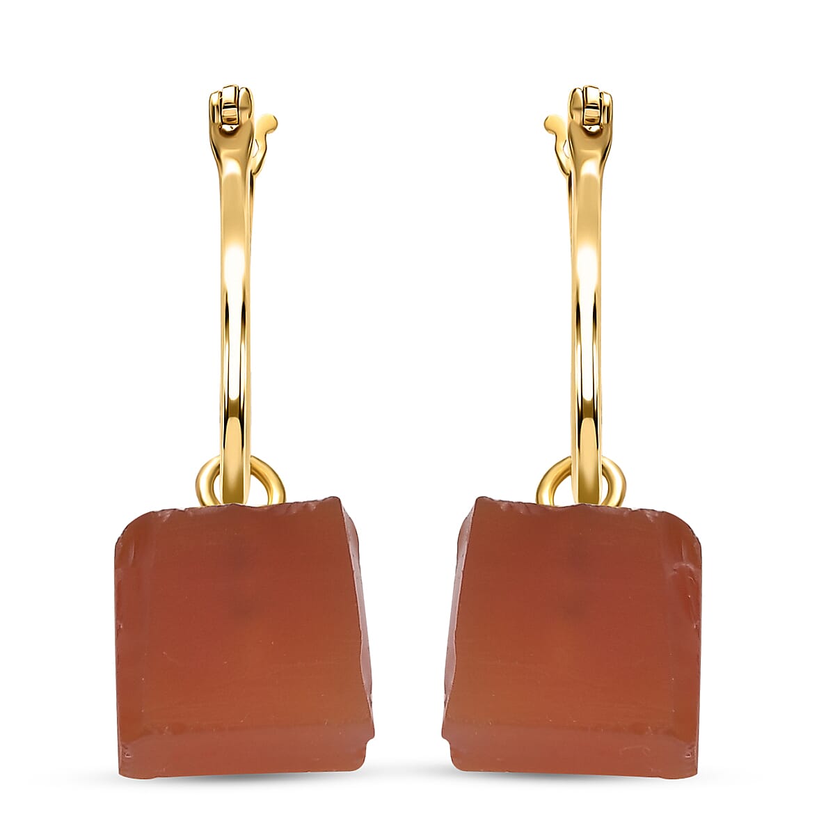 2 Piece Set - Chalcedony Pendant and Detachable Hoop Earrings with Clasp in 14K Gold Overlay Sterling Silver 26.84 Ct.