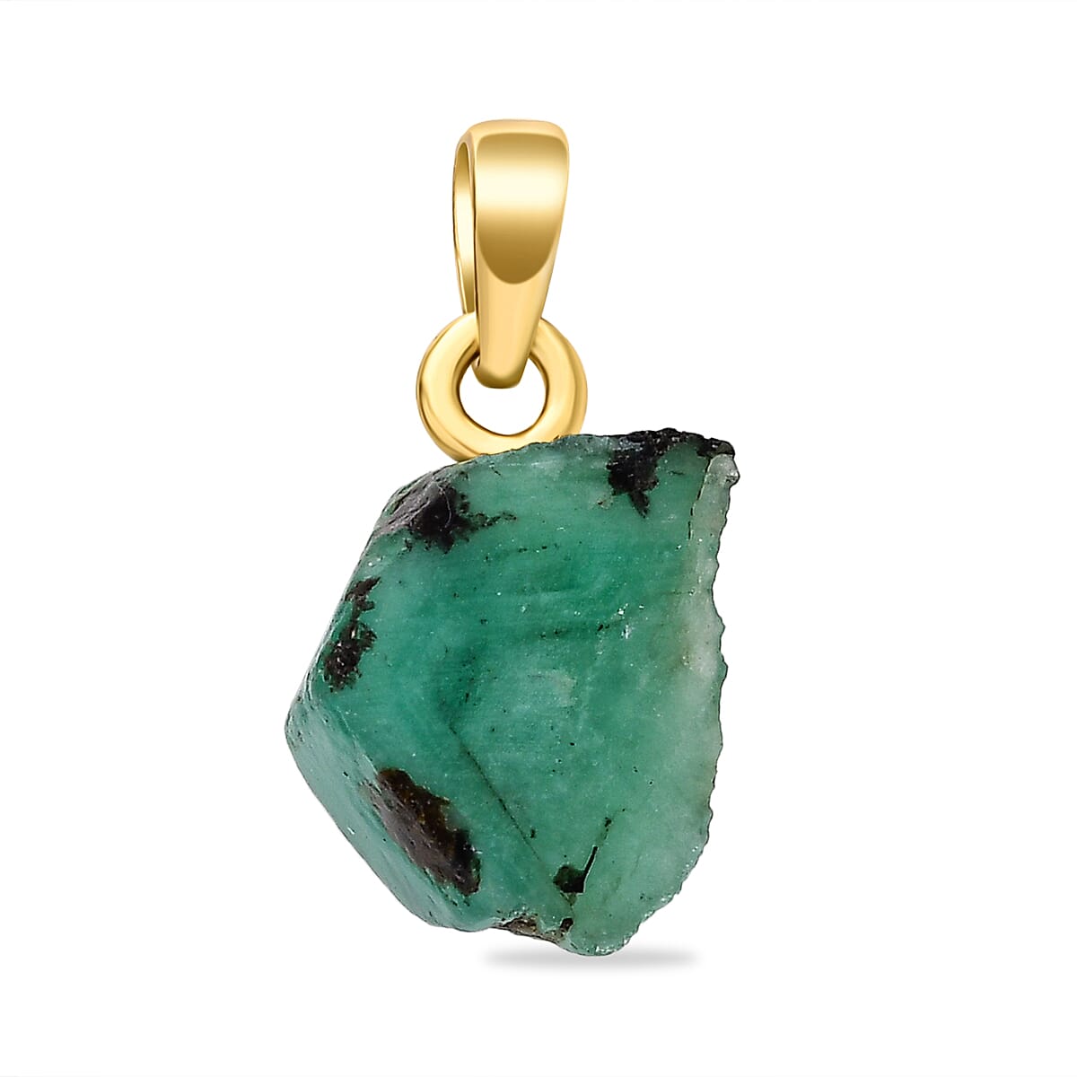 2 Piece Set - Socoto Emerald Pendant and Detachable Hoop Earrings with Clasp in 14K Gold Overlay Sterling Silver 15.16 Ct.