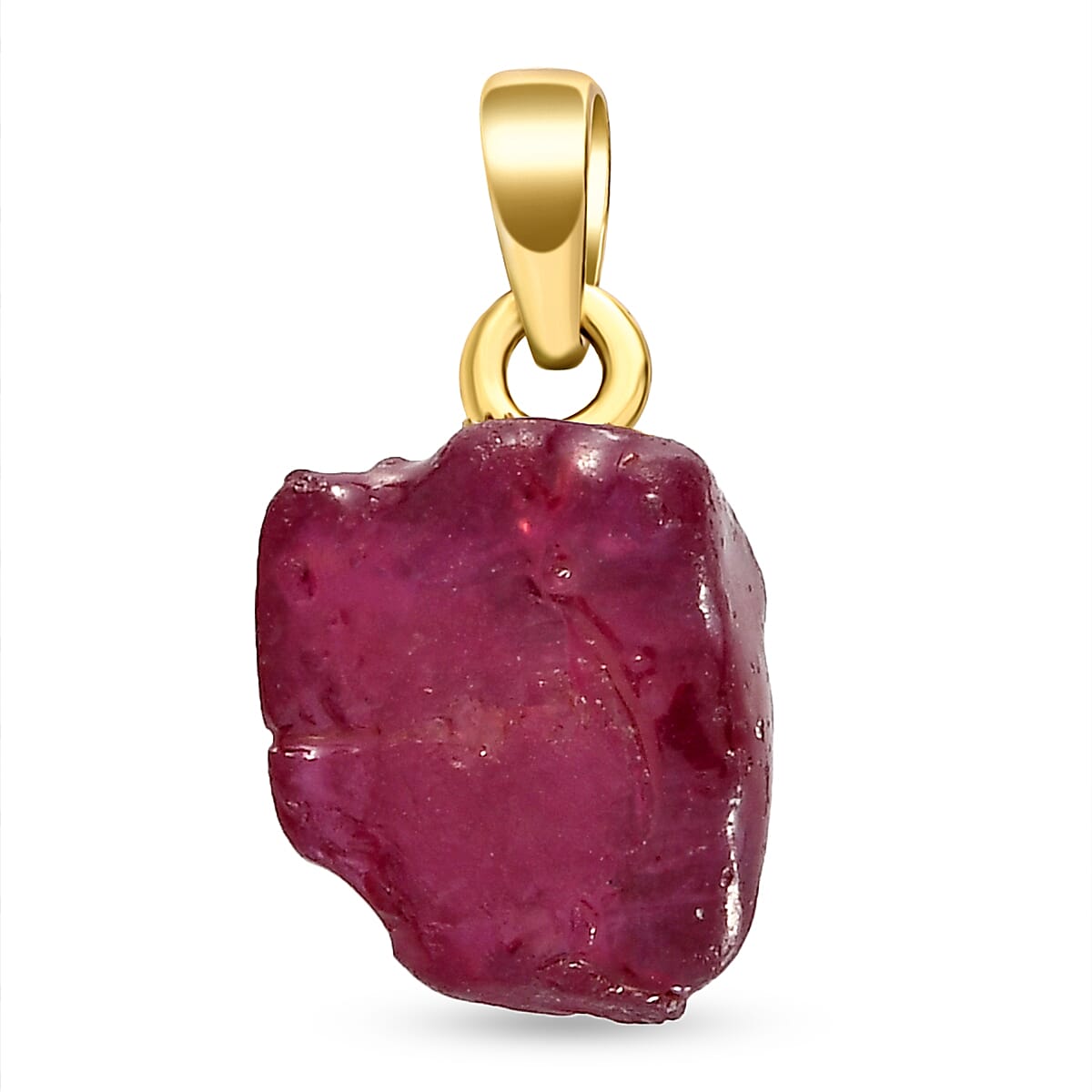 2 Piece Set - African Ruby (FF) Pendant and Detachable Hoop Earrings with Clasp in 14K Gold Overlay Sterling Silver 16.30 Ct.