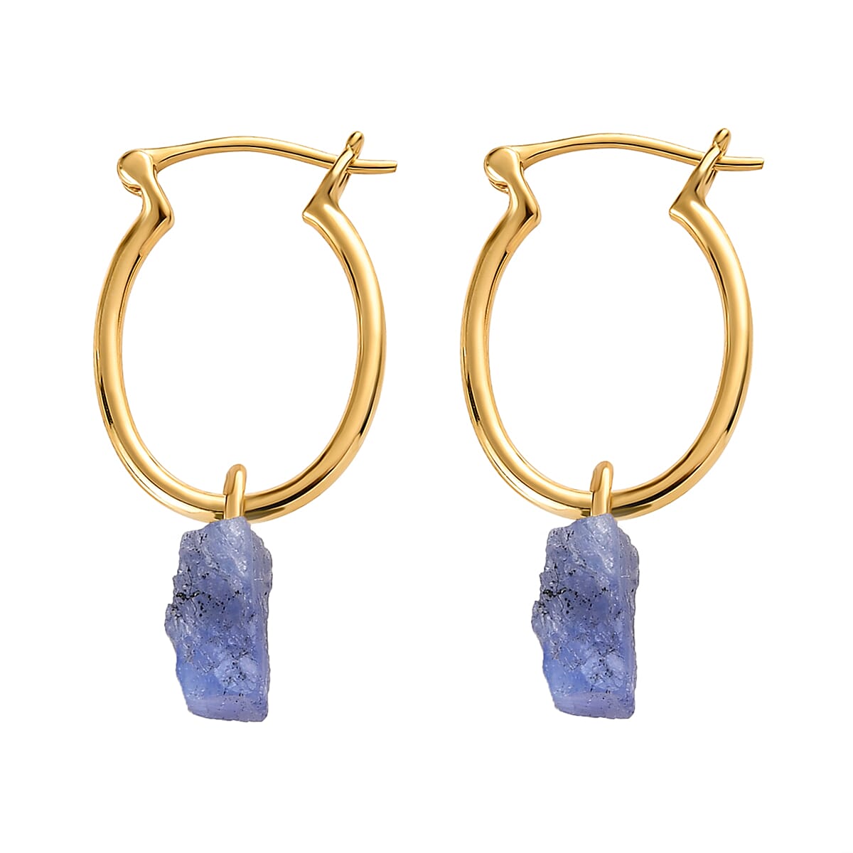 2 Piece Set - Tanzanite Pendant and Detachable Hoop Earrings with Clasp in 14K Gold Overlay Sterling Silver 12.04 Ct.