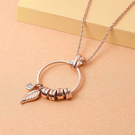 D'Joy Natural Zircon Pendant with Chain (Size 20) with Lobster Lock in 18K Vermeil Rose Gold Plated Sterling Silver
