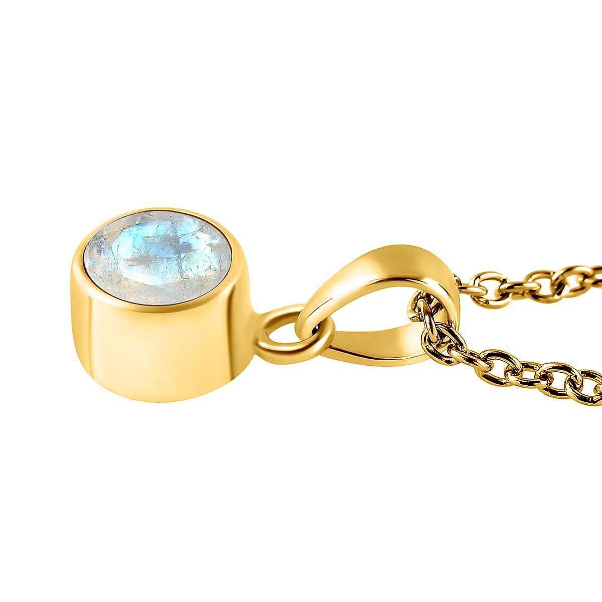 2 Piece Set - Rainbow Moonstone Pendant & Hook Earrings in 14K Gold Overlay Sterling Silver With Stainless Steel Chain ( Size 20)  2.94 Ct.