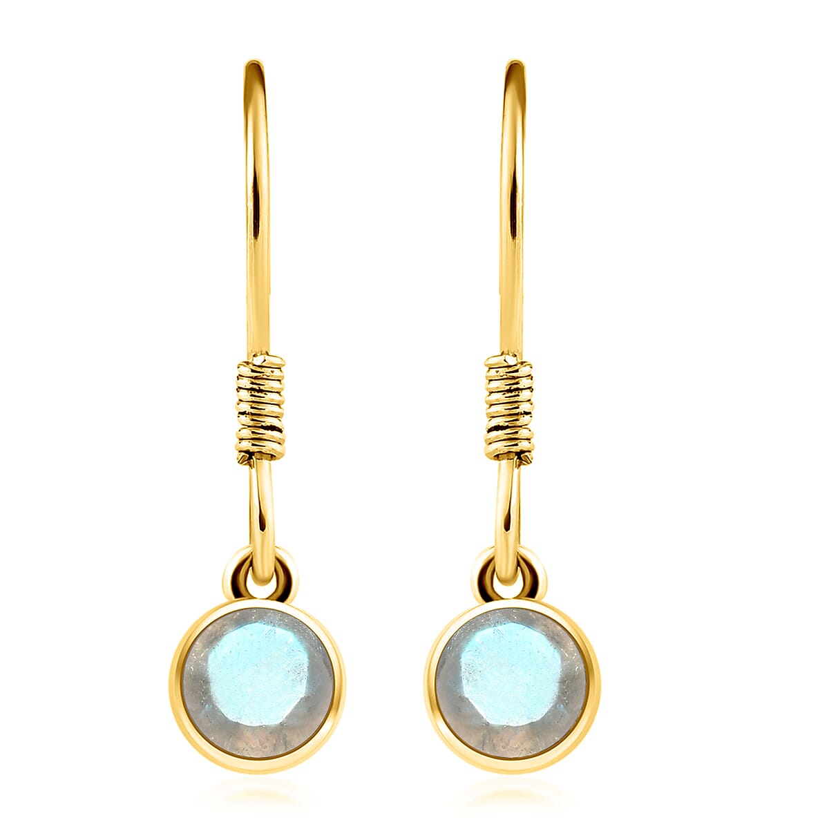 2 Piece Set - Rainbow Moonstone Pendant & Hook Earrings in 14K Gold Overlay Sterling Silver With Stainless Steel Chain ( Size 20)  2.94 Ct.