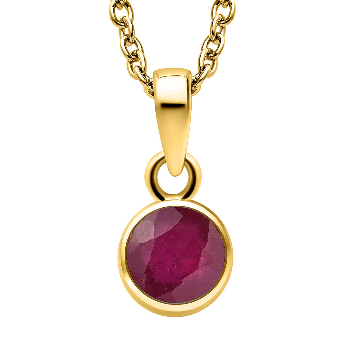 2 Piece Set - African Ruby (FF) Pendant & Hook Earrings in 14K Gold Overlay Sterling Silver With Stainless Steel Chain (Size 20) 2.94 Ct.