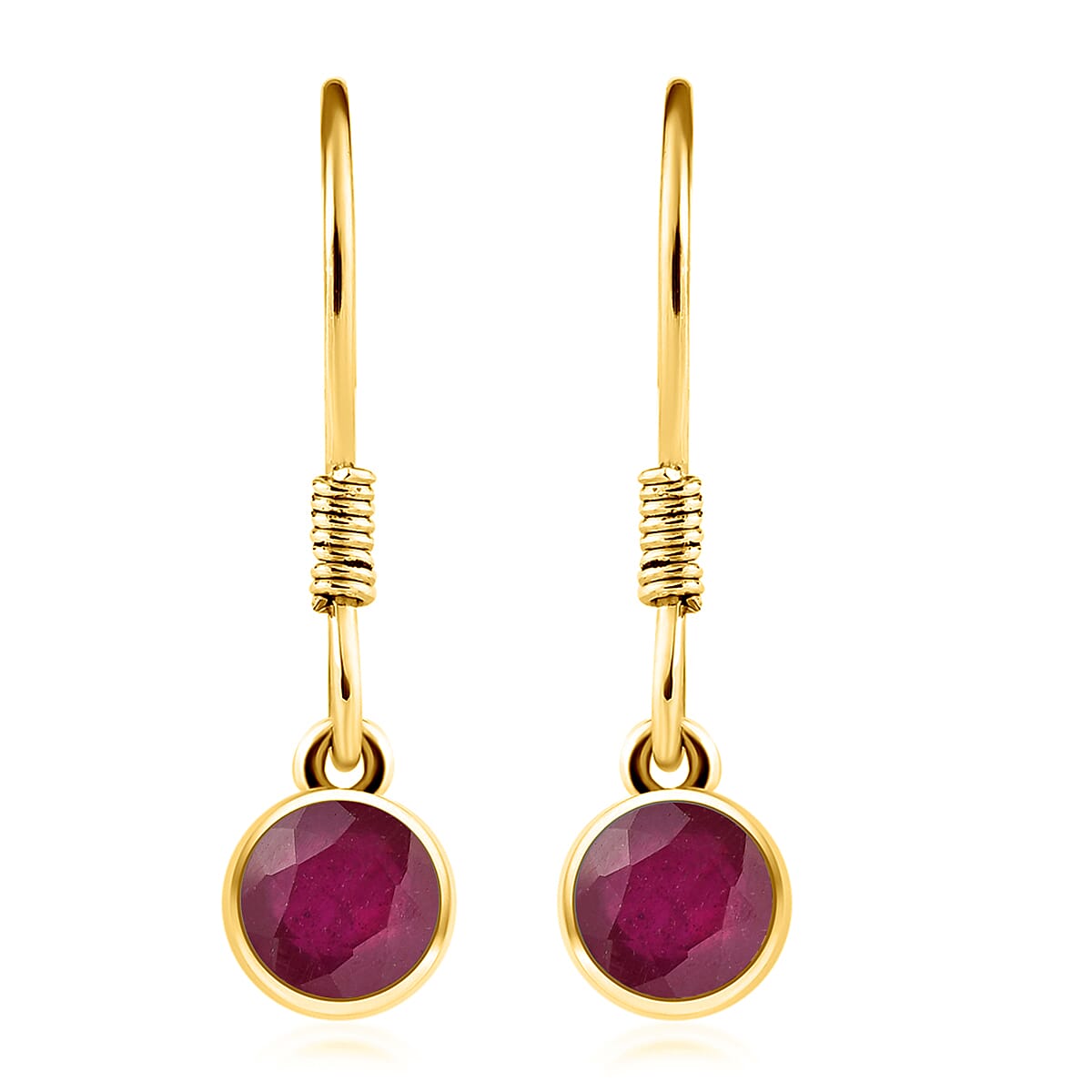 2 Piece Set - African Ruby (FF) Pendant & Hook Earrings in 14K Gold Overlay Sterling Silver With Stainless Steel Chain (Size 20) 2.94 Ct.
